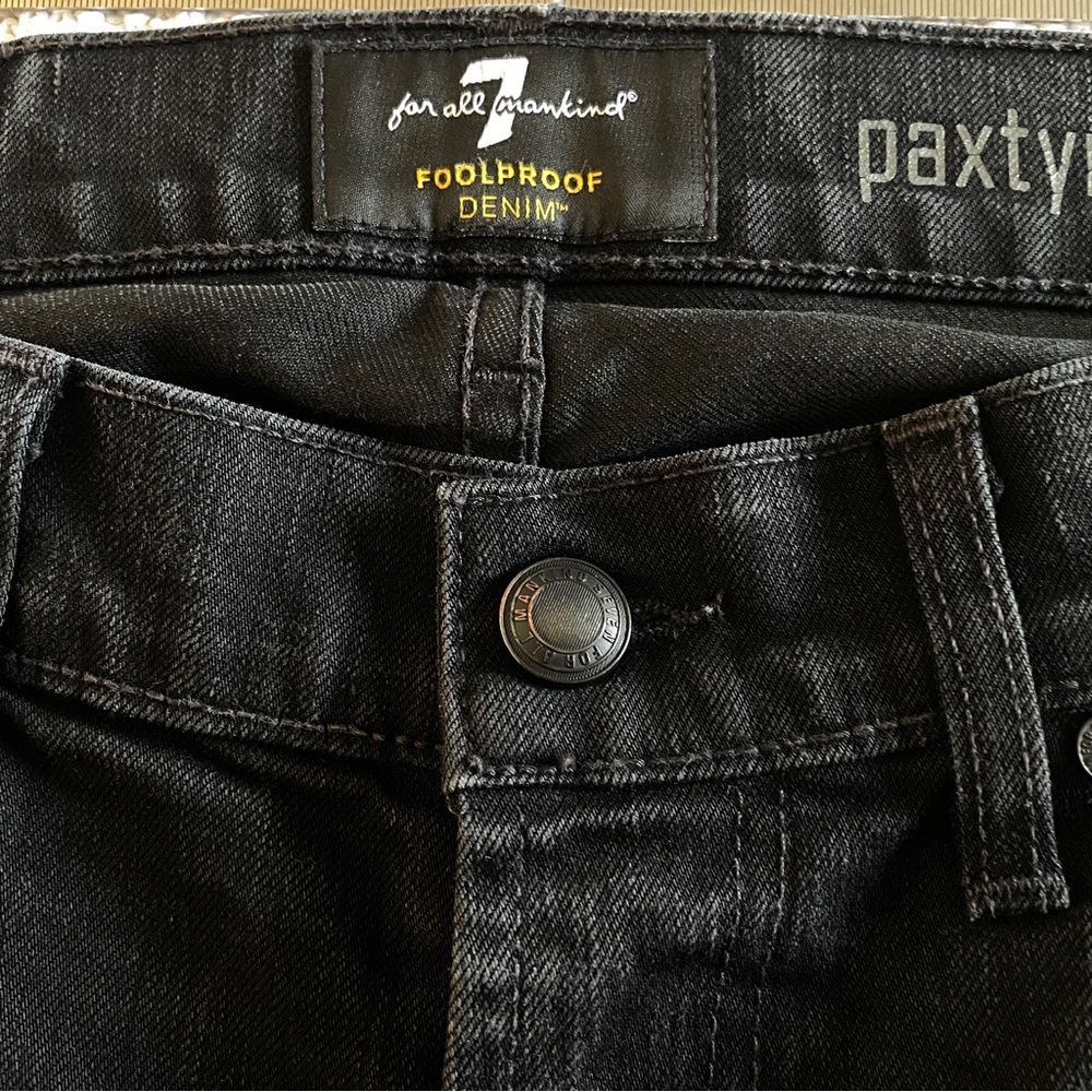 7 FOR ALL MANKIND Paxtyn Black Skinny Jeans 31 Indie Sleaze Grunge Luxe Tailored - Picture 7 of 13